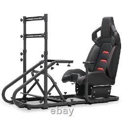 Racing Simulator Cockpit Steering Wheel Stand with2 Slide Reclinable Racing Seat