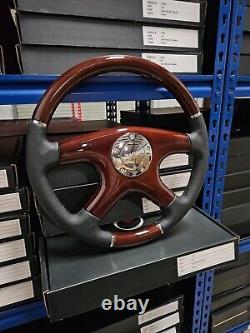 Raptor 15 Black Leather Dark Wood Steering Wheel