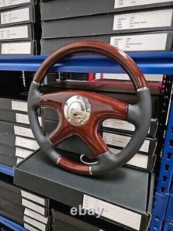 Raptor 15 Black Leather Dark Wood Steering Wheel