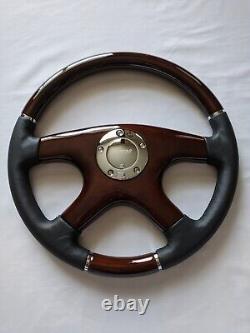 Raptor 15 Black Leather Dark Wood Steering Wheel