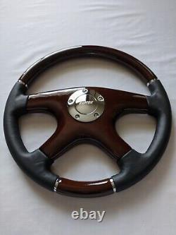 Raptor 15 Black Leather Dark Wood Steering Wheel