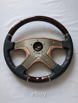 Raptor 15 Black Leather Dark Wood Steering Wheel