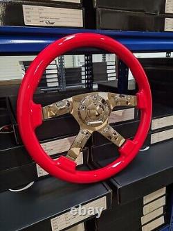 Raptor 15 Chrome Red Wood Steering Wheel