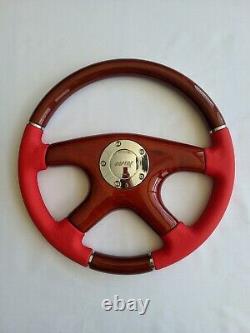 Raptor 15 Red Leather Wood Steering Wheel