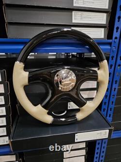 Raptor 15 Tan Leather Black Wood Steering Wheel