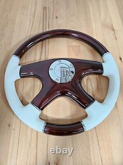 Raptor 15 White Leather Dark Wood Steering Wheel