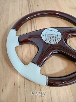 Raptor 15 White Leather Dark Wood Steering Wheel