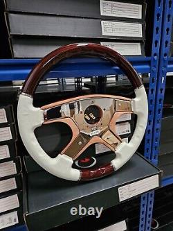 Raptor 15 White Leather Dark Wood Steering Wheel