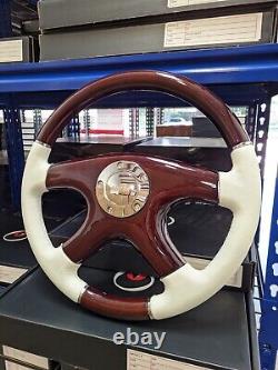 Raptor 15 White Leather Dark Wood Steering Wheel