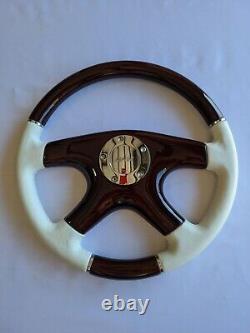 Raptor 15 White Leather Dark Wood Steering Wheel