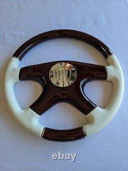 Raptor 15 White Leather Dark Wood Steering Wheel