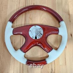 Raptor 15 White Leather Wood Steering Wheel
