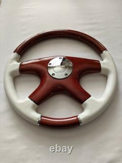 Raptor 15 White Leather Wood Steering Wheel