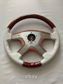 Raptor 15 White Leather Wood Steering Wheel