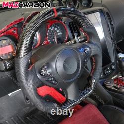 Real Black Carbon Fiber Steering Wheel Fit For 2009-2021 Nissan 370z Nismo