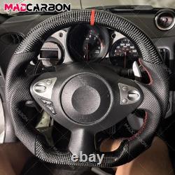Real Black Carbon Fiber Steering Wheel Fit For 2009-2021 Nissan 370z Nismo