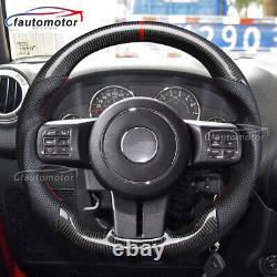 Real Carbon Fiber Flat Sport Steering Wheel For 11-17 Jeep Wrangler JK GLADIATOR