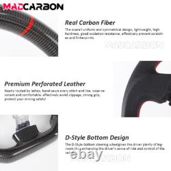 Real Carbon Fiber Flat Steering Wheel Fit 2003-2008 Infiniti G35 Black Leather