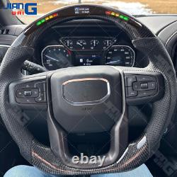 Real Carbon Fiber LED Steering Wheel Fit GMC Sierra 1500 2500 3500 with Heated
