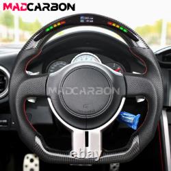 Real Carbon Fiber LED Steering Wheel Fit Subaru BRZ Toyota 86 12-16 Red Stitch