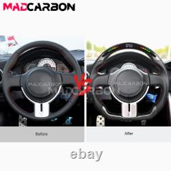 Real Carbon Fiber LED Steering Wheel Fit Subaru BRZ Toyota 86 12-16 Red Stitch