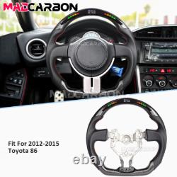 Real Carbon Fiber LED Steering Wheel Fit Subaru BRZ Toyota 86 12-16 Red Stitch