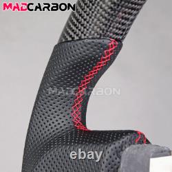 Real Carbon Fiber LED Steering Wheel Fit Subaru BRZ Toyota 86 12-16 Red Stitch