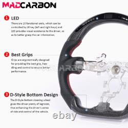Real Carbon Fiber LED Steering Wheel Flat Bottom For Nissan Maxima 2009-2014