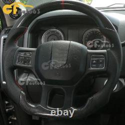 Real Carbon Fiber Leather Steering Wheel Fit 12-18 Dodge Ram 1500 No Heated