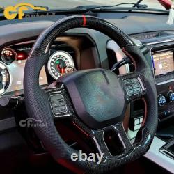 Real Carbon Fiber Leather Steering Wheel Fit 12-18 Dodge Ram 1500 No Heated
