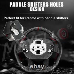 Real Carbon Fiber Sport Steering Wheel 15-20 F-150 Raptor Super Duty With Paddles