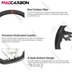 Real Carbon Fiber Sport Steering Wheel Black Leather Fit 19-24 Toyota Corolla