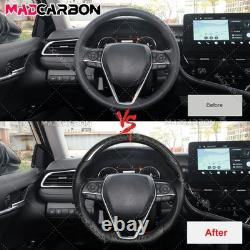 Real Carbon Fiber Sport Steering Wheel Black Leather Fit 2018-2023 Toyota Camry