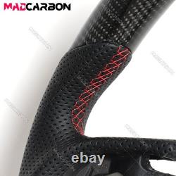 Real Carbon Fiber Sport Steering Wheel Black Leather Fit 2018-2023 Toyota Camry