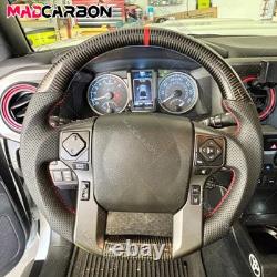 Real Carbon Fiber Sport Steering Wheel Red Stripe for 2010-2023 Toyota Tacoma