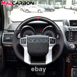Real Carbon Fiber Sport Steering Wheel Red Stripe for 2010-2023 Toyota Tacoma