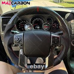 Real Carbon Fiber Sport Steering Wheel Red Stripe for 2010-2023 Toyota Tacoma