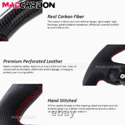 Real Carbon Fiber Sport Steering Wheel Red Stripe for 2010-2023 Toyota Tacoma