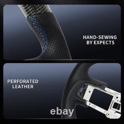 Real Carbon Fiber Sport Steering Wheel for Ford MUSTANG GT 2018-2023 Blue Line
