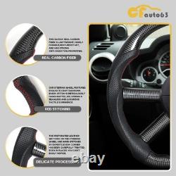 Real Carbon Fiber Steering Wheel Black Leather For Jeep Wrangler with Trim 08-11