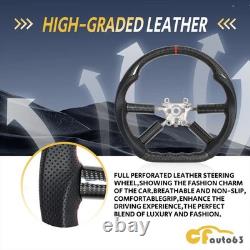 Real Carbon Fiber Steering Wheel Black Leather For Jeep Wrangler with Trim 08-11