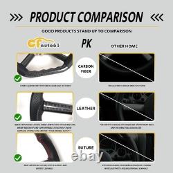 Real Carbon Fiber Steering Wheel Black Leather For Jeep Wrangler with Trim 08-11