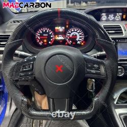 Real Carbon Fiber Steering Wheel Black Leather For Subaru WRX STI S209 2015-2021
