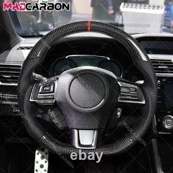 Real Carbon Fiber Steering Wheel Black Leather For Subaru WRX STI S209 2015-2021