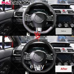 Real Carbon Fiber Steering Wheel Black Leather For Subaru WRX STI S209 2015-2021