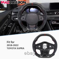 Real Carbon Fiber Steering Wheel Fits 2020-2025 Toyota Supra A90 MK5 Flat Top
