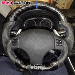 Real Carbon Fiber Steering Wheel For 06-12 Lexus IS250 IS350 IS F Blue Line