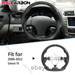 Real Carbon Fiber Steering Wheel For 06-12 Lexus IS250 IS350 IS F Blue Line