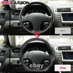Real Carbon Fiber Steering Wheel For 06-12 Lexus IS250 IS350 IS F Blue Line