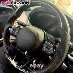 Real Carbon Fiber Steering Wheel For 22-25 Honda 11th Civic Black Leather
